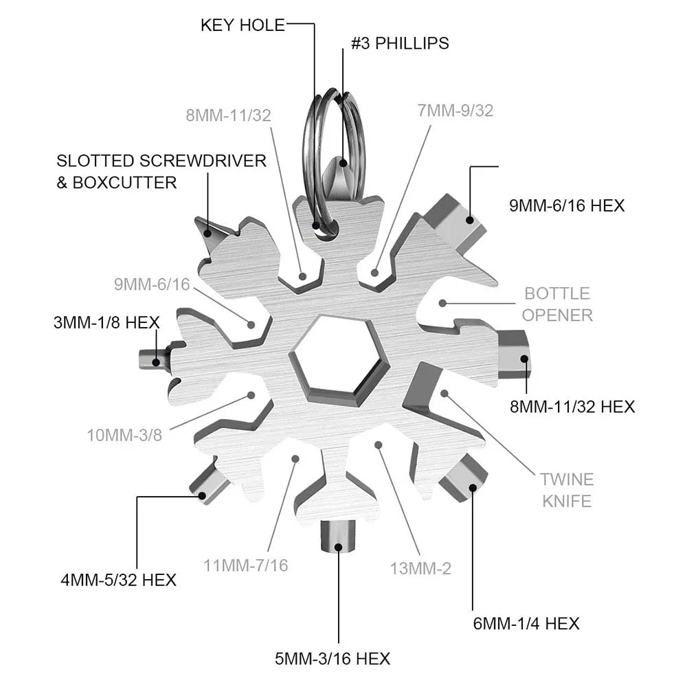 18-in-1 Snowflake Key Portable Wrench Multi-tool